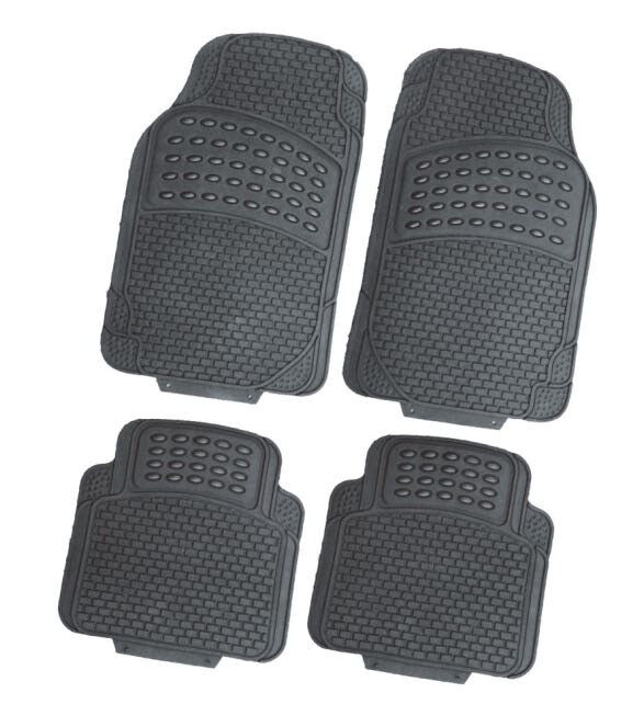 UNIVERSAL Black Heavy Duty Black RUBBER Car Mats MAT - 4 PC Full Set  ANTI-SLIP