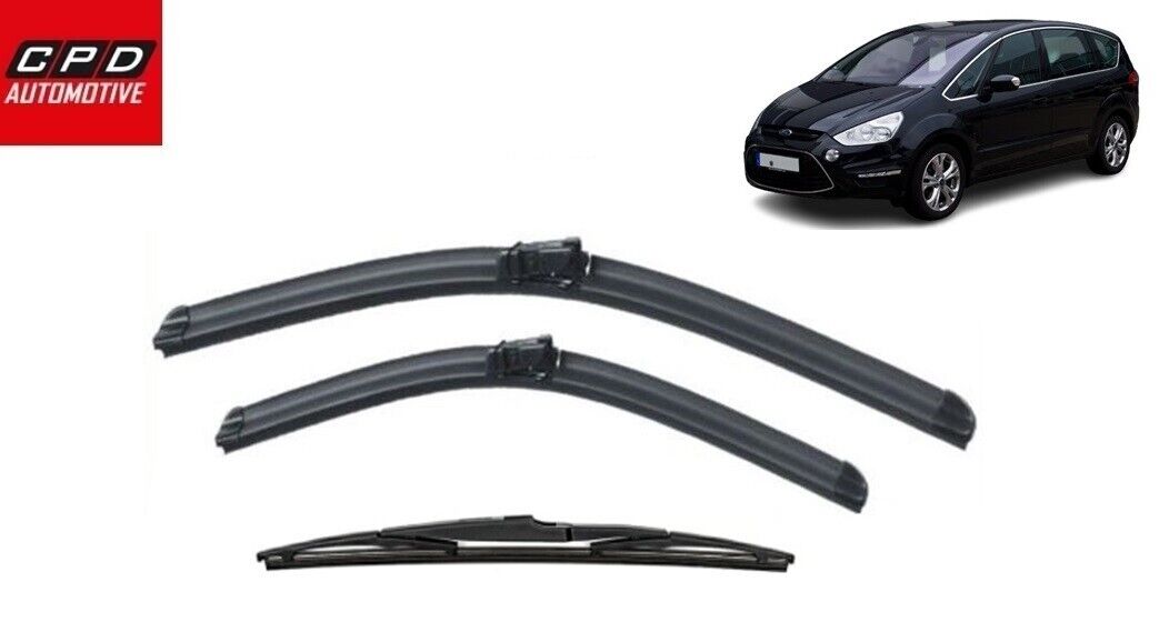 Ford S-Max 2009-2014 Front & Rear FLAT Aero Wiper Blades 30”+26”+13” WIPERS SET