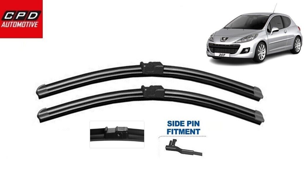 Peugeot 207 2006-12 Front Windscreen Aero FLAT Wiper Blades 26"+16" Wipers Pair