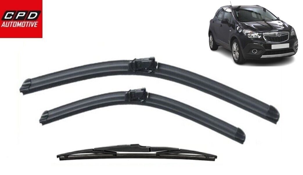 Vauxhall Mokka 2012-ON Front Aero & Rear Metal Wiper Blades 26"+14"+11" Wipers
