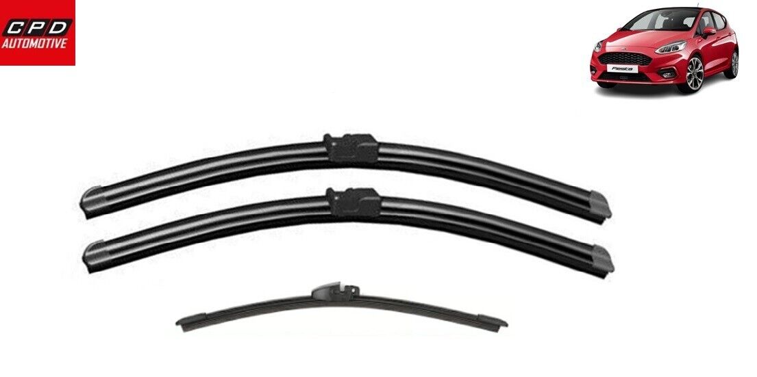 Ford Fiesta MK8 (2017-ON) Front & Rear Aero FLAT Wiper Blades 28"+14"+11" Wipers