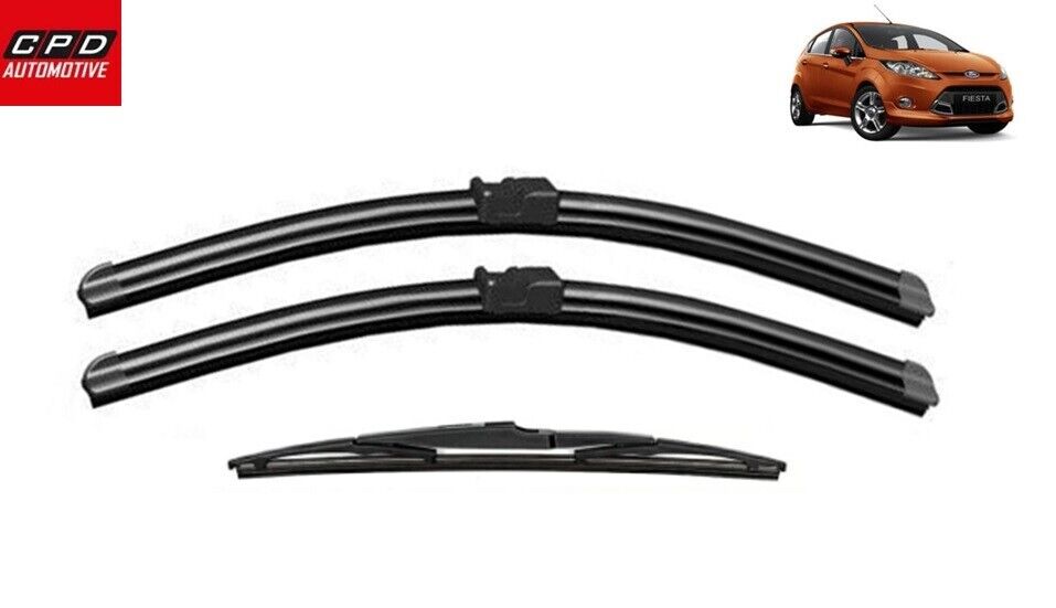 Ford Fiesta MK7 2008-2017 Front & Rear Aero Wiper Blades 26"+16"+12" Flat WIPERS
