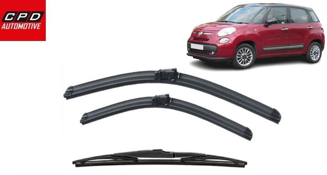Fiat 500L (2012-ONWARDS) Front & Rear FLAT Aero Wiper Blades 26"+14"+11" Wipers