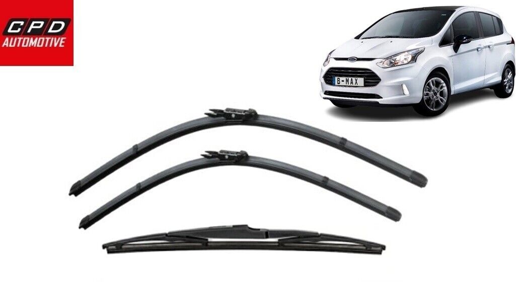 Ford B-Max 2012-ON Front & Rear Aero Flat Wiper Blades 30"+26"+11" Wipers SET
