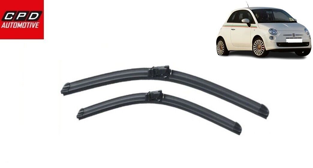 Fiat 500 2007-Onwards Front Flat Aero Wiper Blades 24"+14" Wipers PAIR PUSH FIT