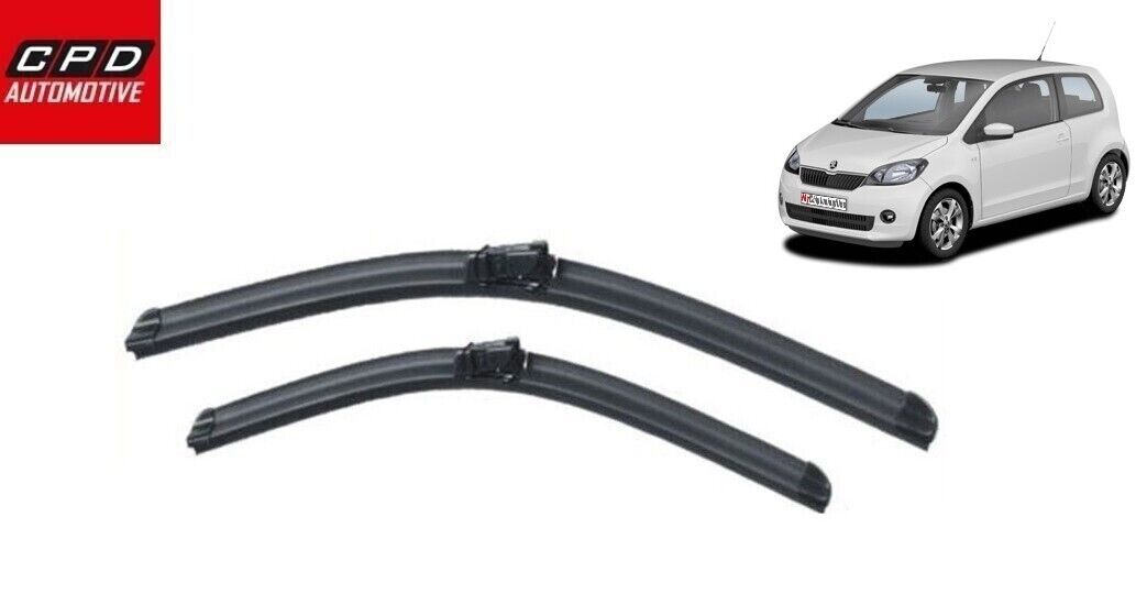 Skoda Citigo 2011-Onwards Front Windscreen Wiper Blades 24"+16" AERO Wipers Pair