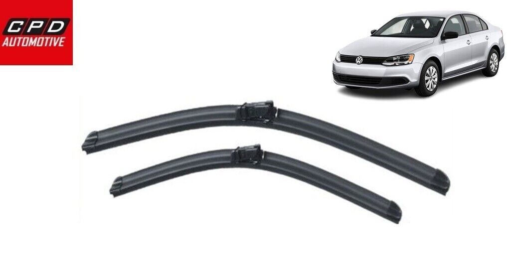 VW Jetta MK6 Saloon 2011-ON Front Aero Flat Wiper Blades 24"+18" Wipers Pair