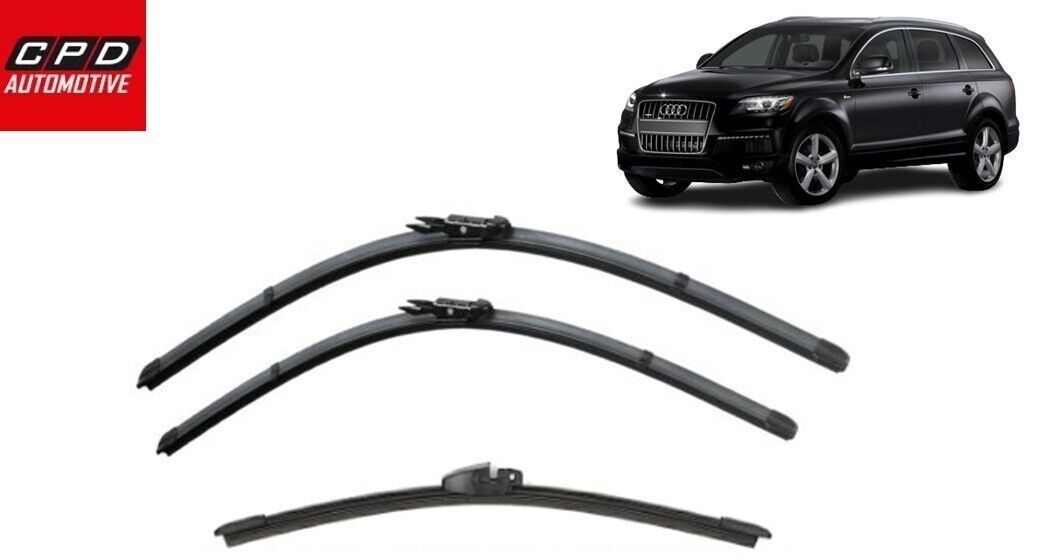 Audi Q7 2006-15 Front & Rear Flat Aero Wiper Blades 26" + 24" +14" Wipers