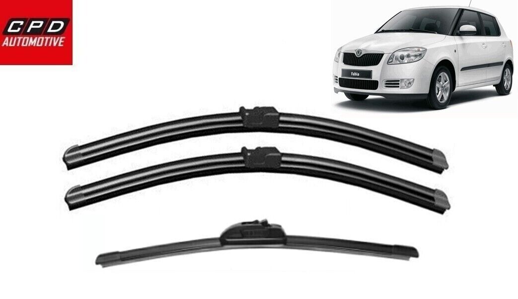 Skoda Fabia (2007-2013) Front & Rear Aero Wiper Blades 21"+21"+13" Wipers