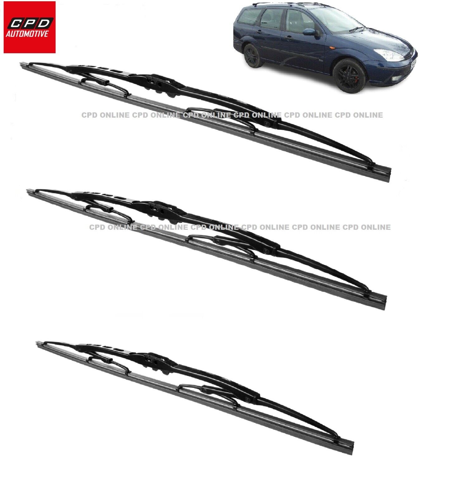 Ford Focus ESTATE MK1 1998-2005 Front+Rear METAL Wiper Blades 21"+19"+11" Wipers