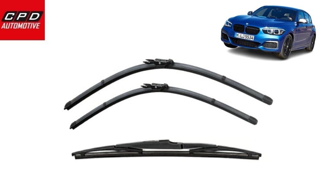 BMW 1 Series Hatchback 2011-19 Front & Rear Aero Wiper Blades 22"+18"+12" Wipers