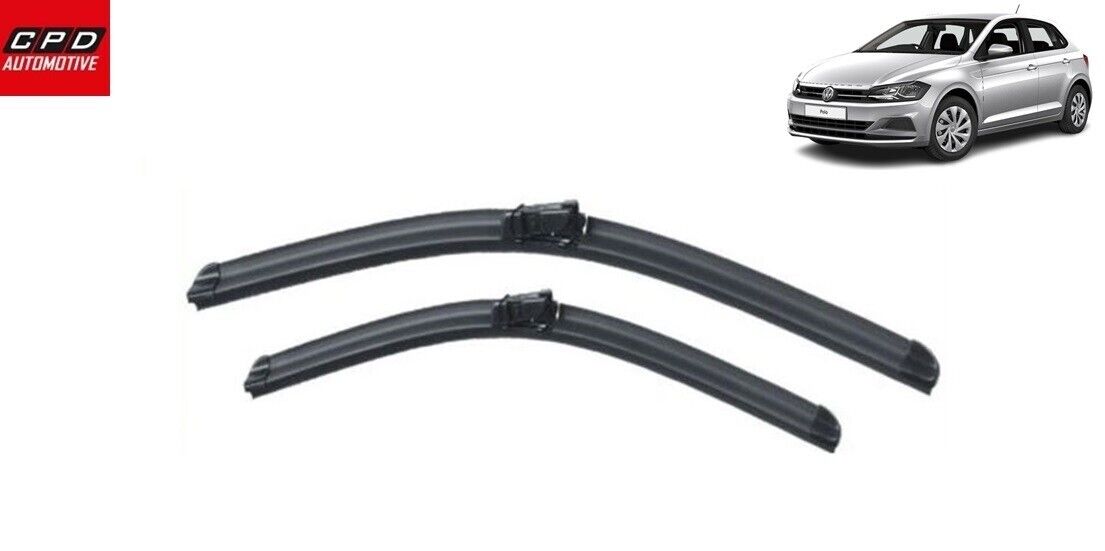 VW Polo MK6 Hatchback 2017-ON  Front Aero Flat Wiper Blades 26"+18" Wipers Pair