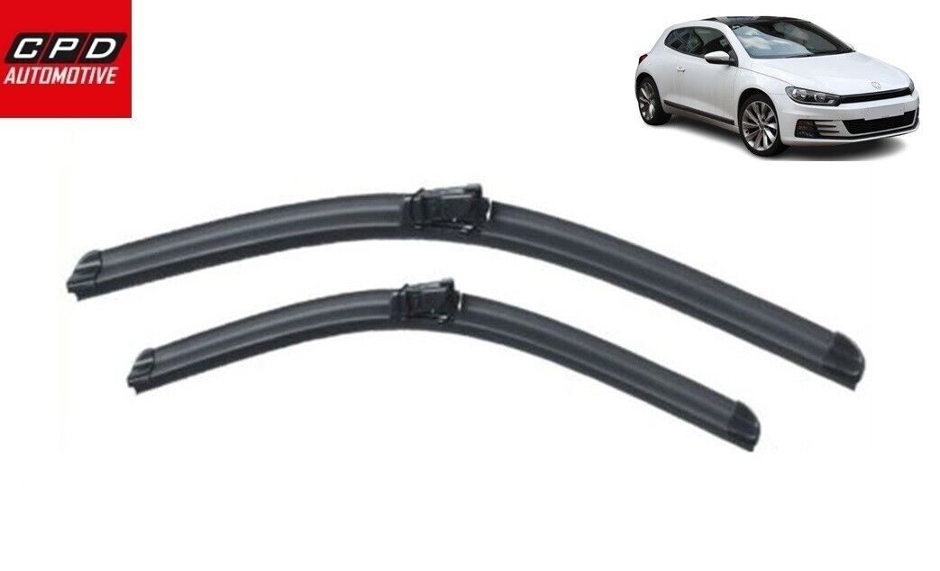 VW Scirocco 2008-ON Front Aero FLAT Windscreen Wiper Blades 24"+19" Wipers PAIR