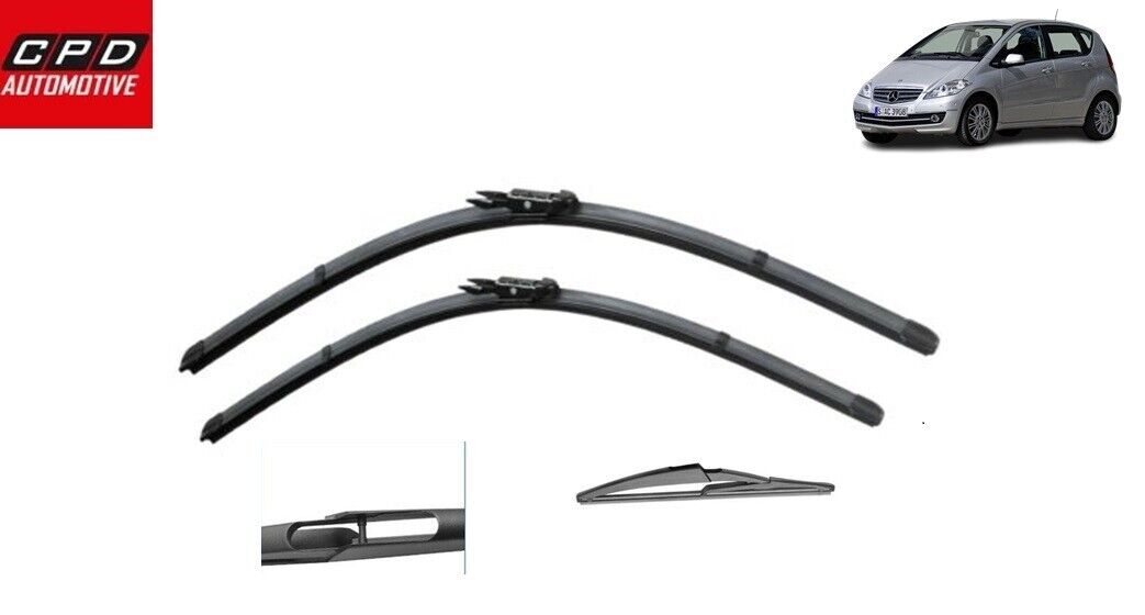 Mercedes A-Class W169 2004-2012 Front+Rear Aero Wiper Blades 26"+22"+12" Wipers
