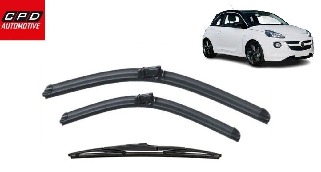 Vauxhall Adam 2013-ON Front & Rear AERO FLAT Wiper Blades 26"+16"+14" Wipers Set