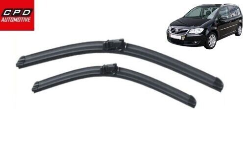 VW Touran 2006-2007 Front Windscreen Wiper Blades 24”+19” AERO Wipers Pairs