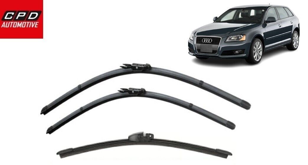 Audi A3 MK2 2004-13 Front & Rear Windscreen Wiper Blades 24"+19"+13" AERO WIPERS
